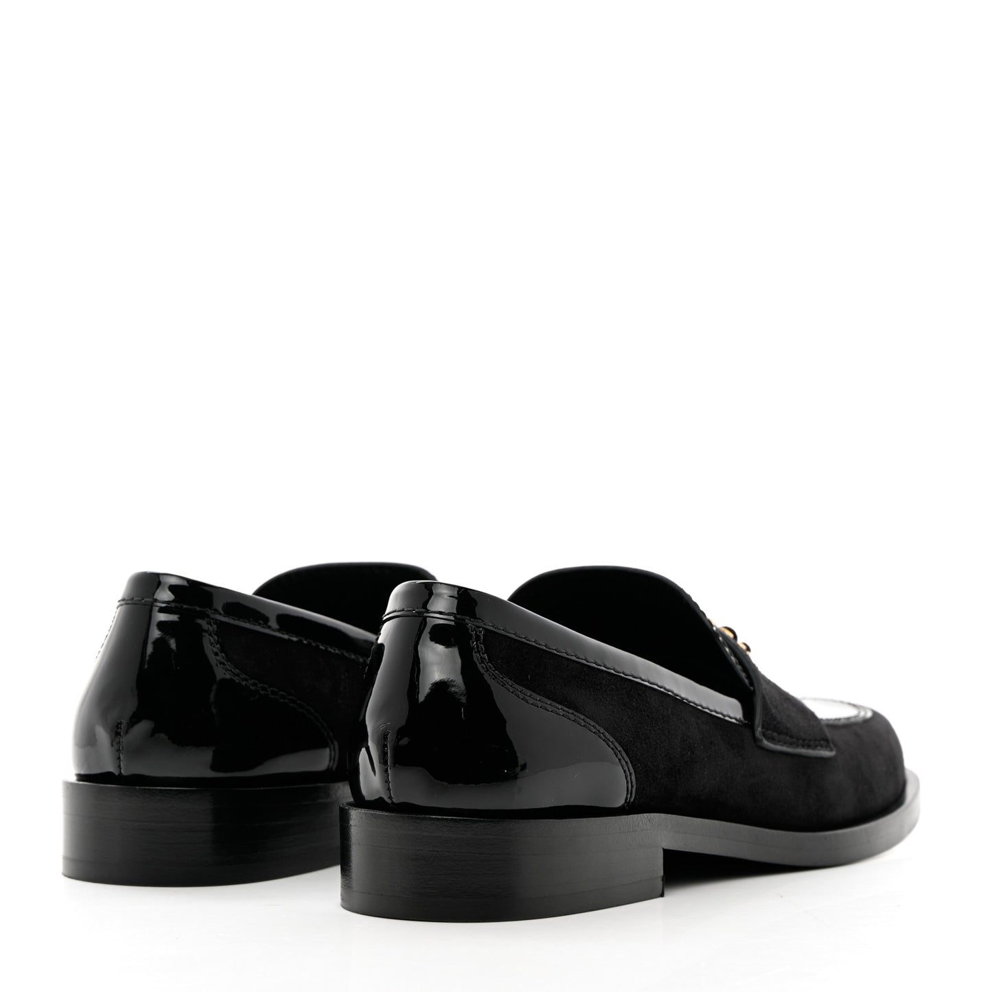 Patent Calfskin Suede Kidskin CC Mocassin Loafers 37 Black