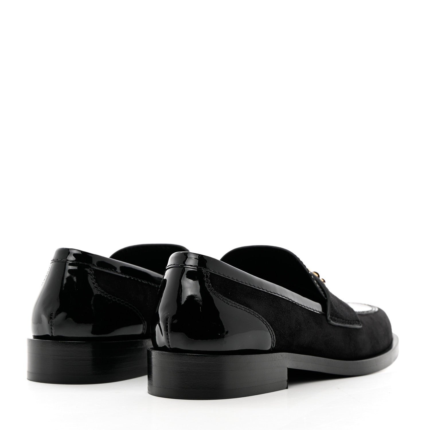 Chanel Patent Calfskin Suede Kidskin CC Mocassin Loafers 37 Black 4 of 14