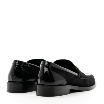 Chanel Patent Calfskin Suede Kidskin CC Mocassin Loafers 37 Black 4 of 14