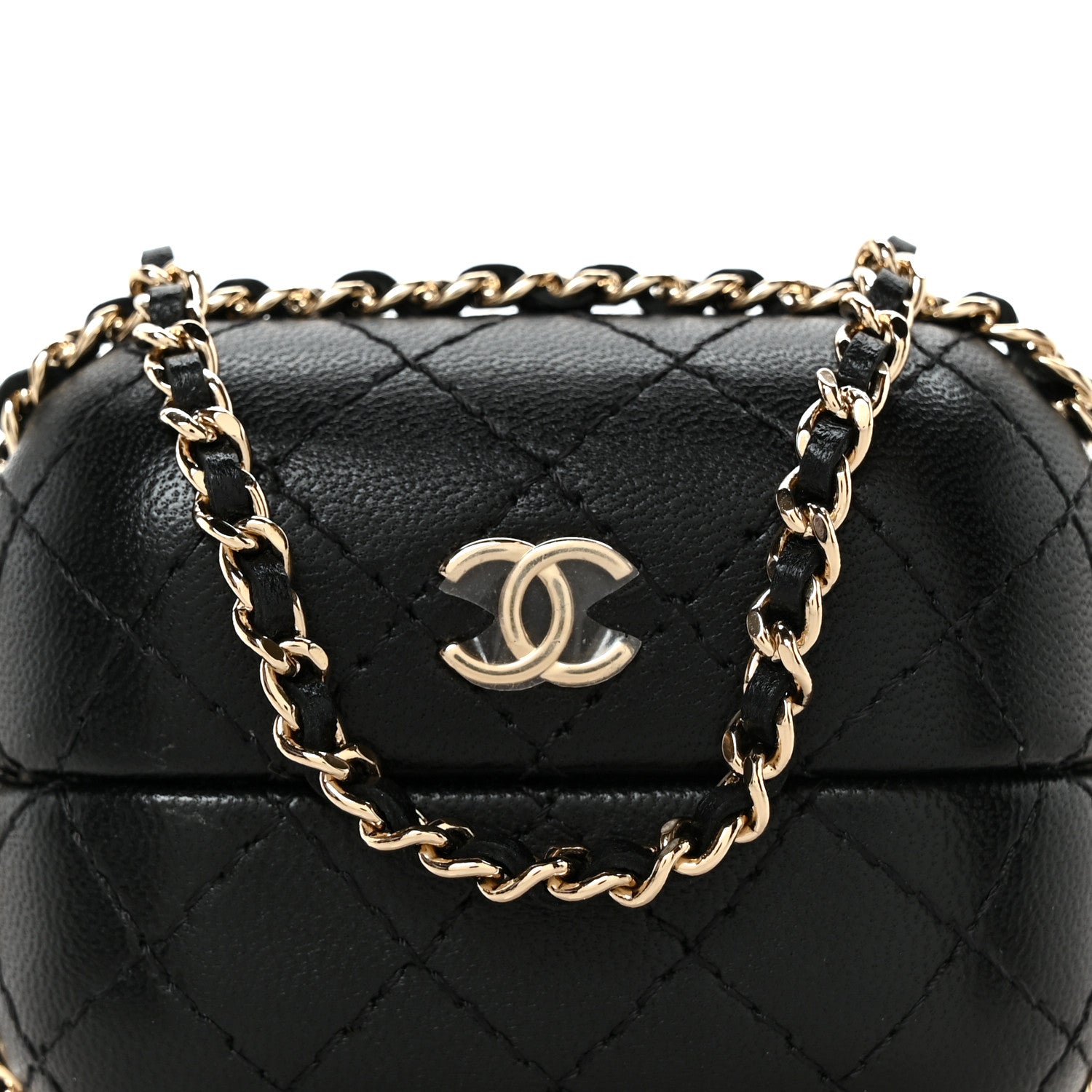 Chanel Lambskin Quilted Chain Around Airpods Pro Case With Chain Black Black 7 of 9