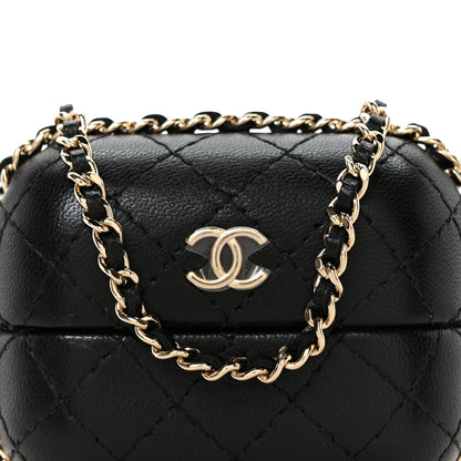 Chanel Lambskin Quilted Chain Around Airpods Pro Case With Chain Black Black 7 of 9