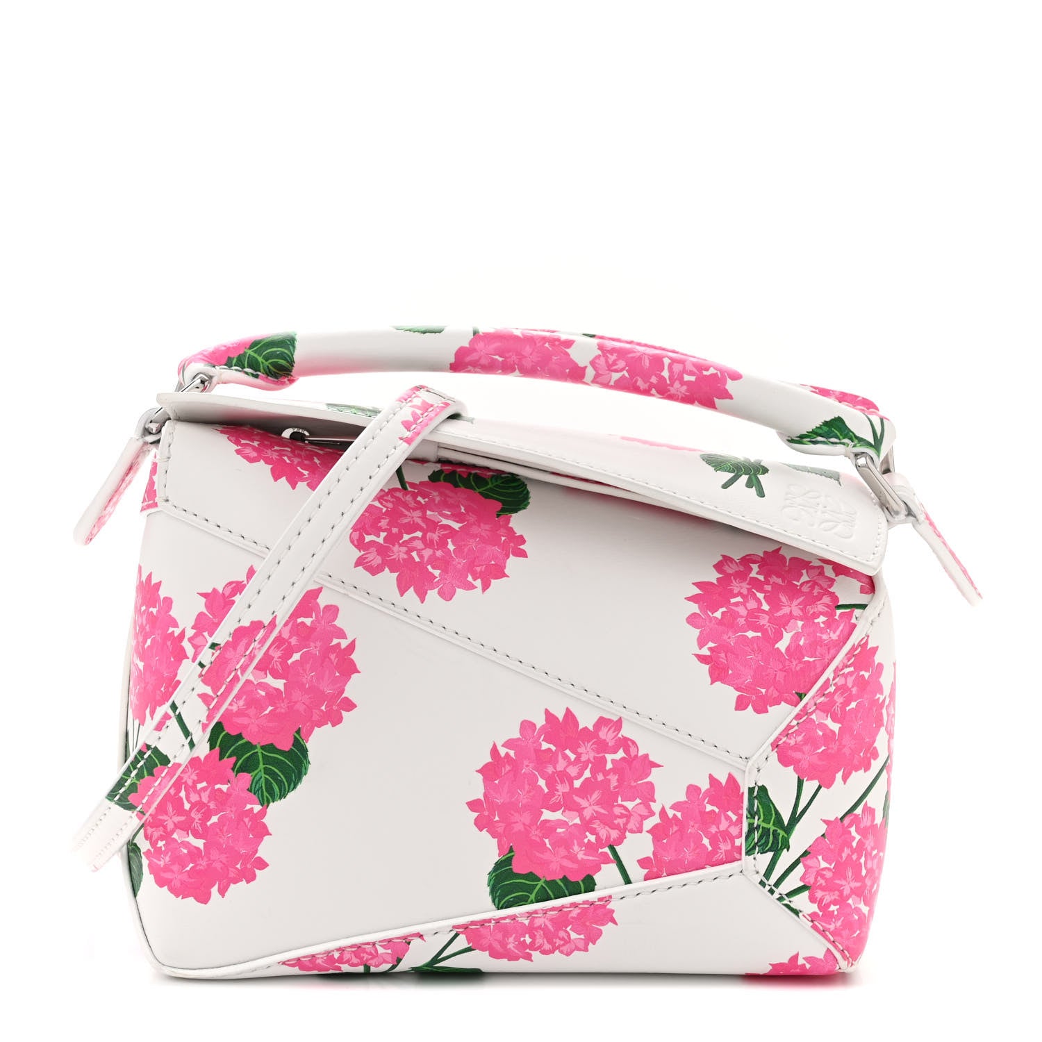 Loewe Satin Calfskin Flower Print Mini Puzzle Edge Bag White Multicolor 1 of 15