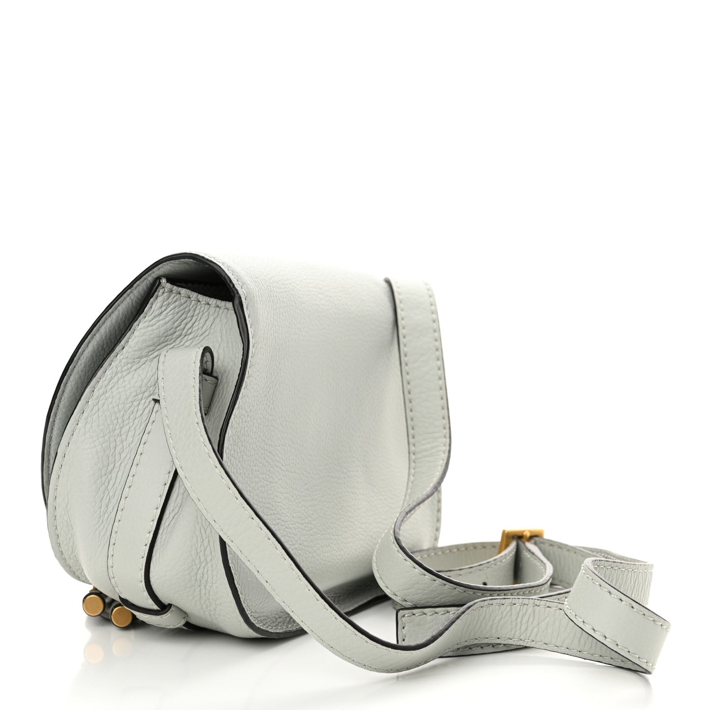 Calfskin Mini Marcie Round Crossbody Bag Faded Blue