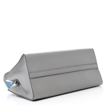 Prada Saffiano City Calfskin Greche Paradigme Bag Nube Mare 4 of 9