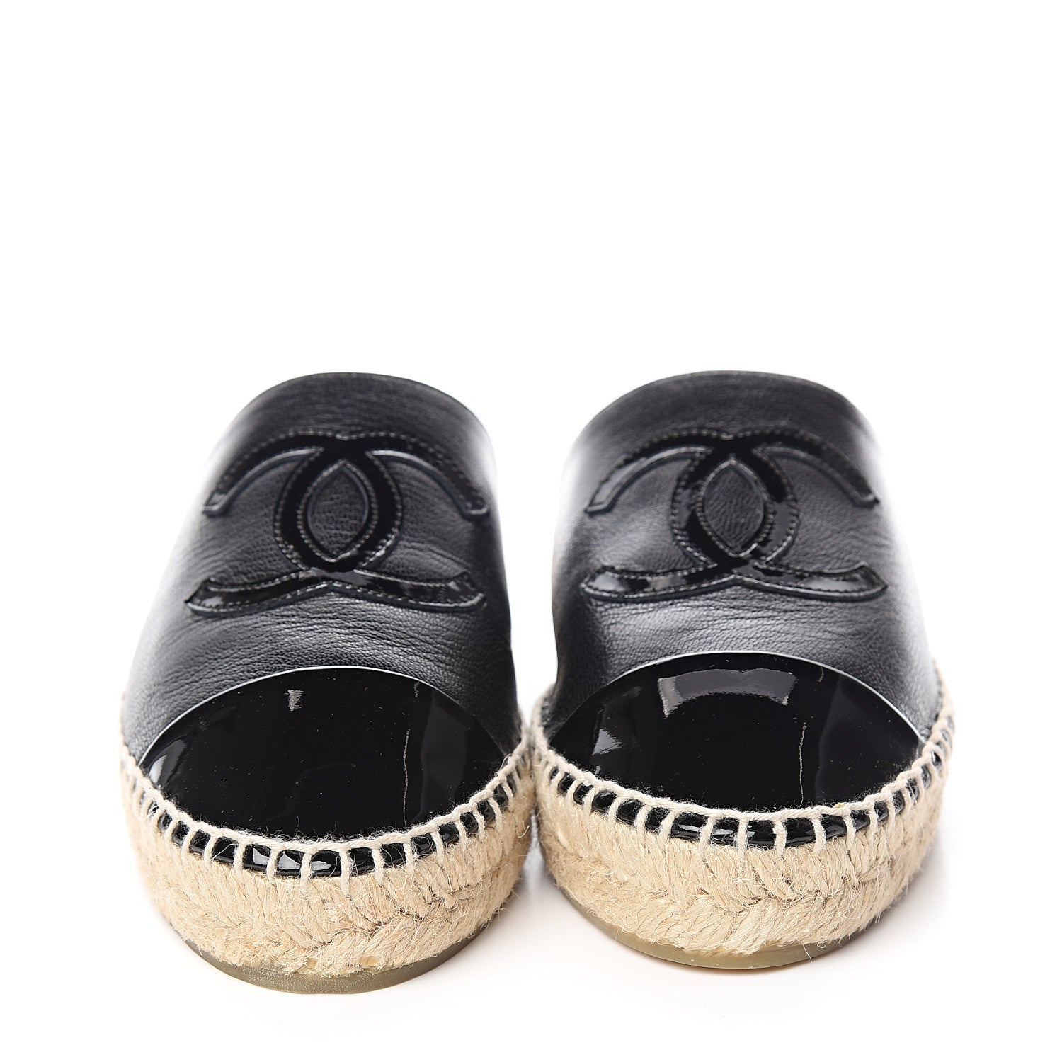 Chanel Iridescent Goatskin Patent CC Espadrille Mules 35 Black 2 of 11