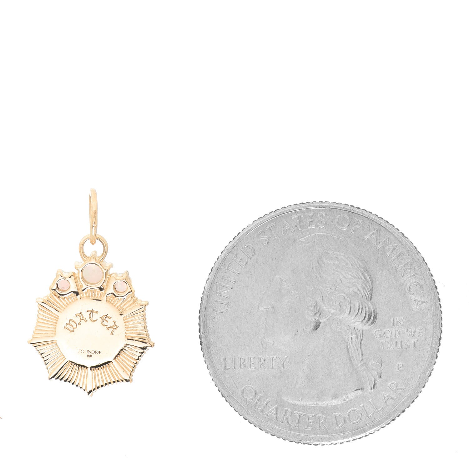 Foundrae 18K Yellow Gold Opal Miniature Water Medallion Pendant 2 of 3