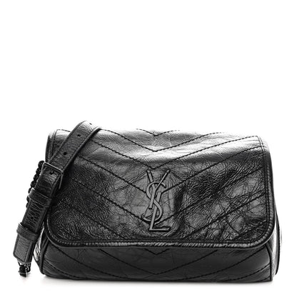 Saint Laurent Crinkled Calfskin Matelasse Monogram Niki Body Bag Black 1 of 12