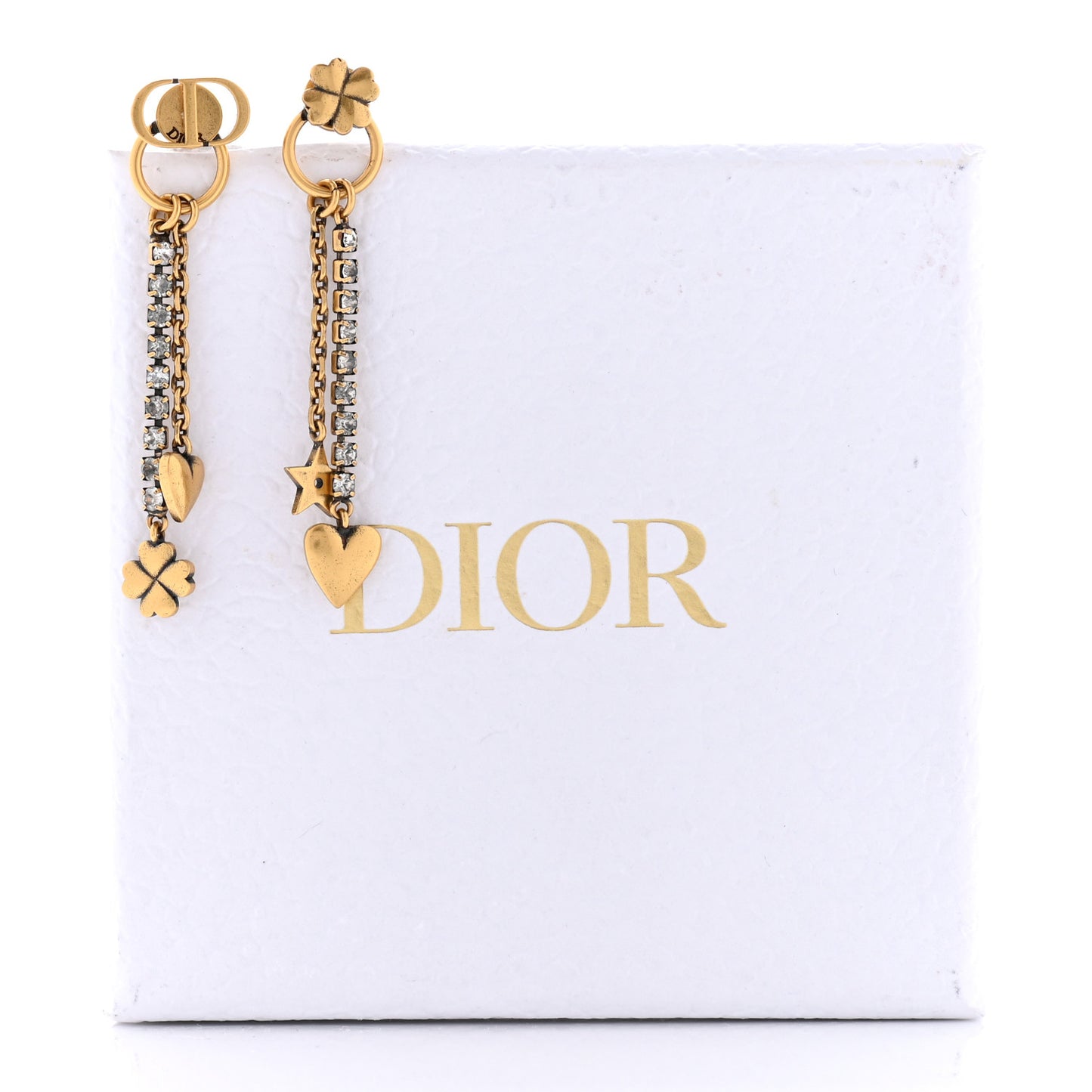 Crystal CD Dangle Chain Earrings Gold