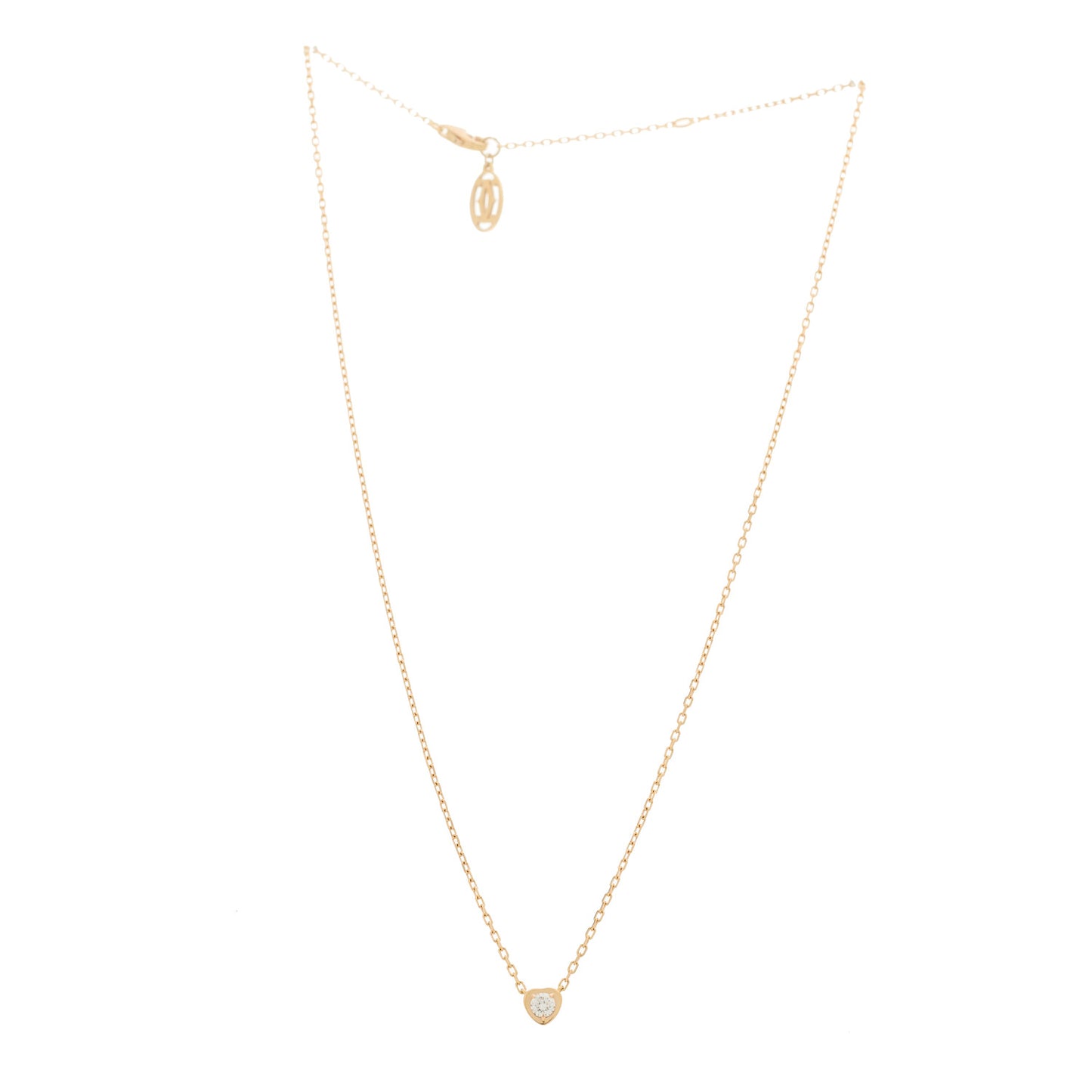 18K Pink Gold Diamond D'Amour Heart Pendant Necklace