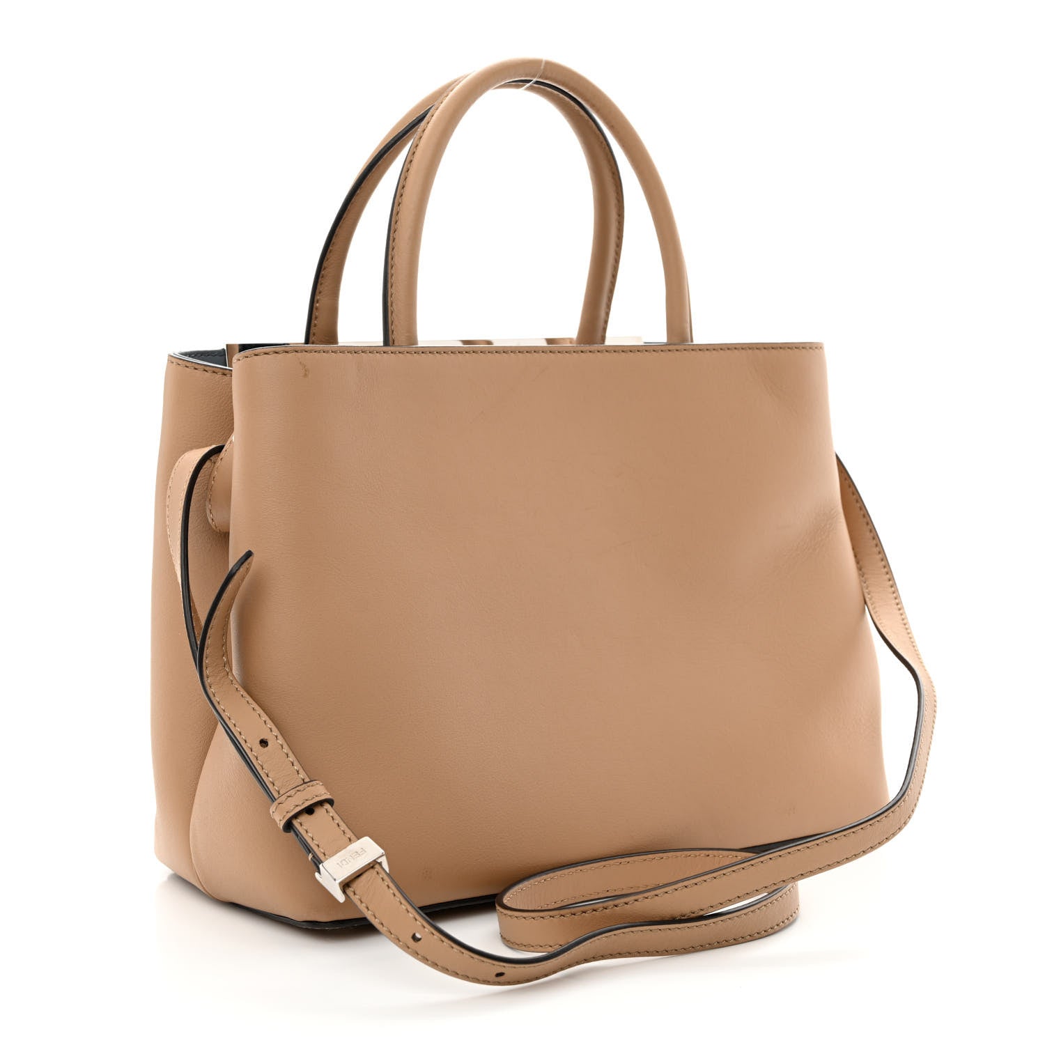 Fendi Vitello Dolce Century Petite 2Jours Tote Cuoio Tempesta 3 of 14