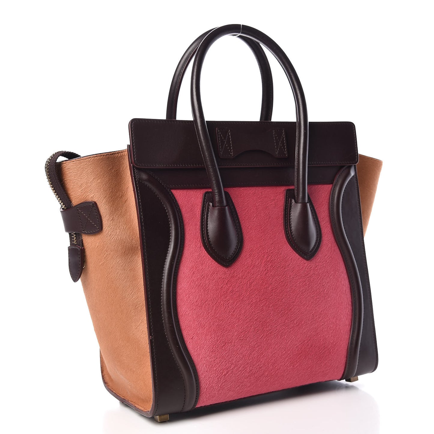 Pony Hair Smooth Calfskin Micro Tri-Color Luggage Pink