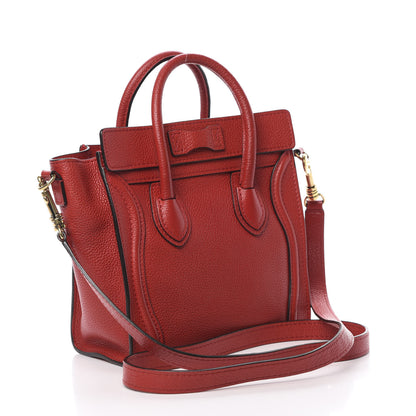 Celine Drummed Calfskin Nano Luggage Coquelicot 4 of 11
