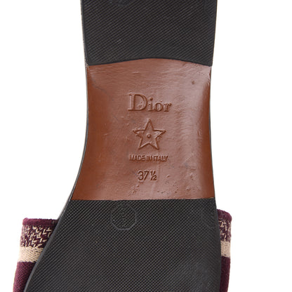 Christian Dior Canvas Embroidered Dway Flat Slide Sandals 37.5 Deep Amaranth 5 of 9