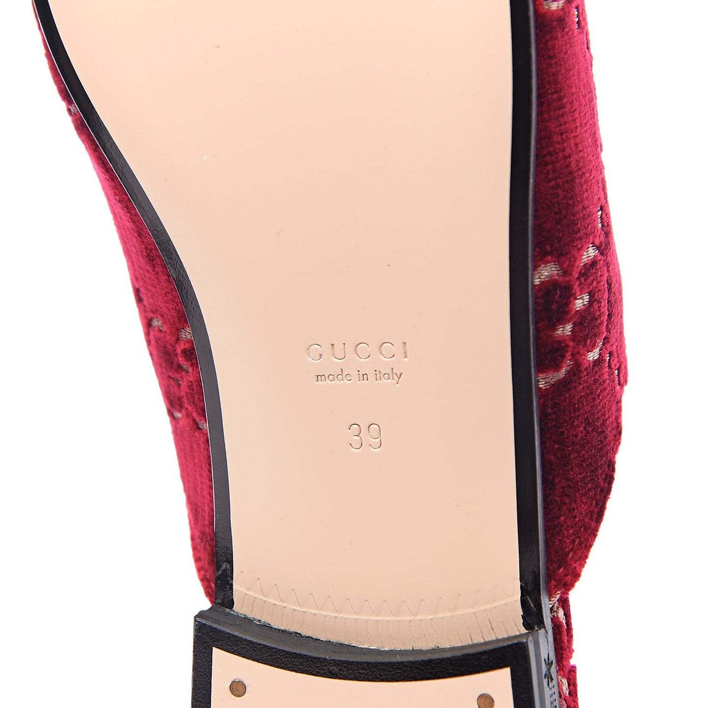 Velvet GG Monogram Womens Princetown Slippers 39 Red Cipria