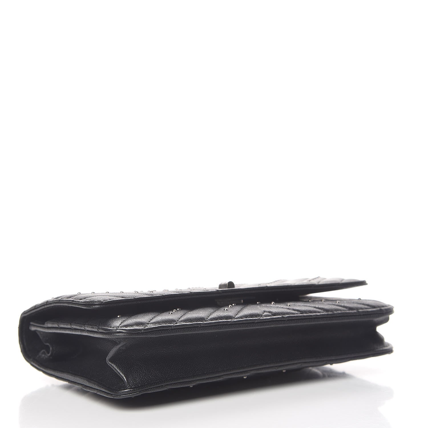 Chanel Sheepskin Chevron Quilted Studded Reissue Wallet On Chain WOC Black 4 of 14