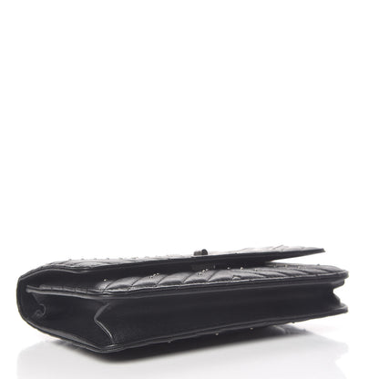 Chanel Sheepskin Chevron Quilted Studded Reissue Wallet On Chain WOC Black 4 of 14