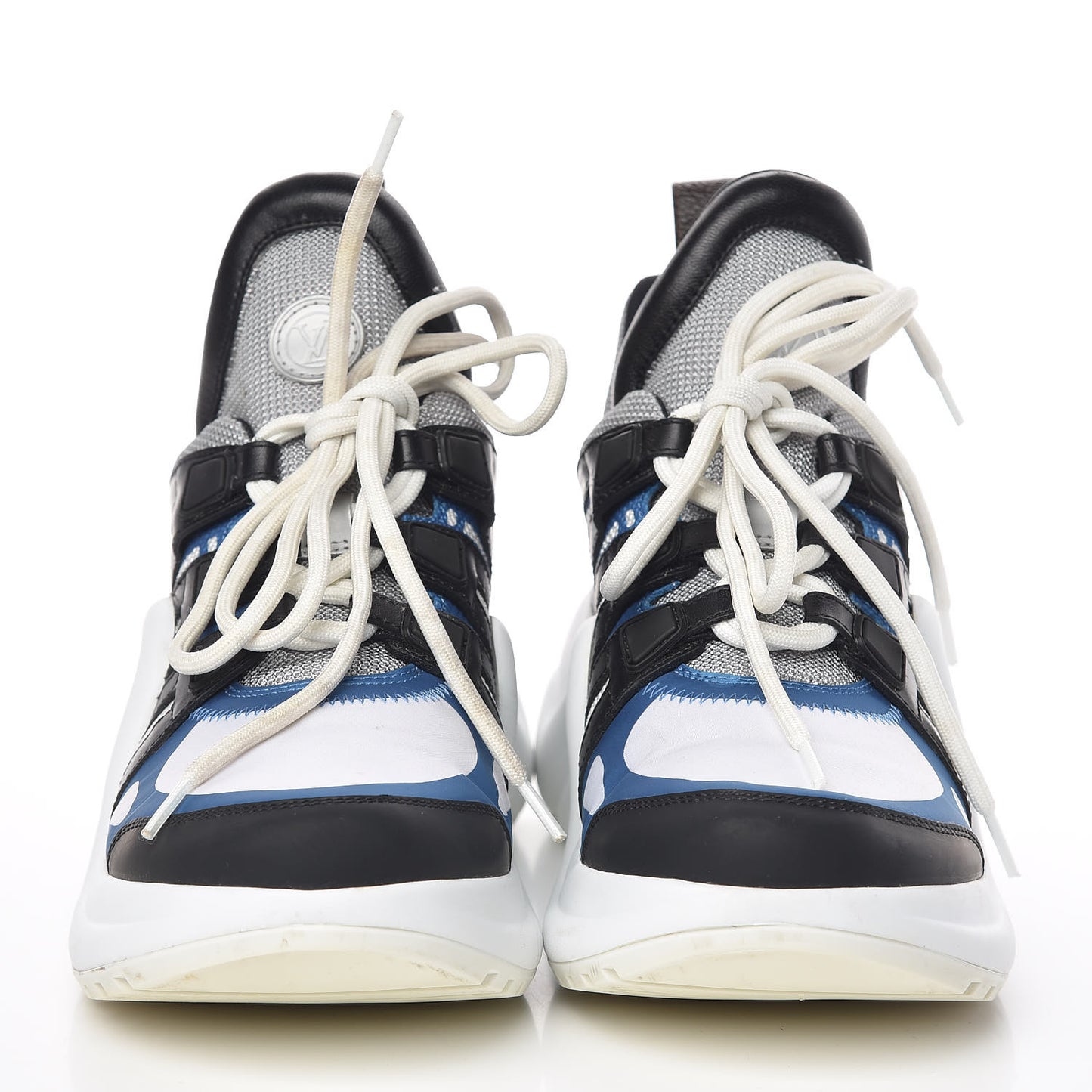 Calfskin Technical Nylon LV Archlight Sneakers 38 Blue Black Gris