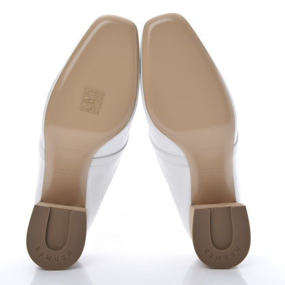 Hermes Calfskin Blossom Mules 38 White 5 of 9