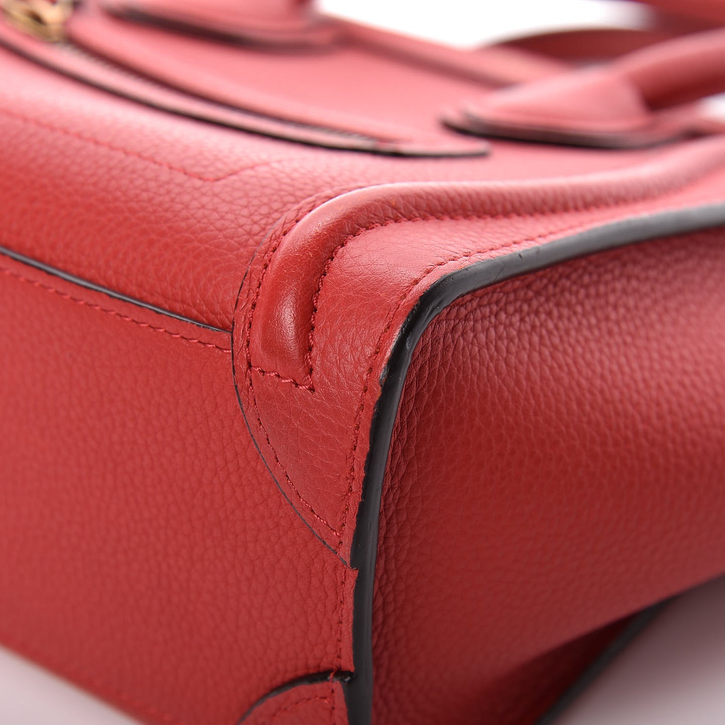 Drummed Calfskin Nano Luggage Red