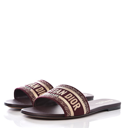 Christian Dior Canvas Embroidered Dway Mules Slide Sandals 40.5 Burgundy 4 of 9