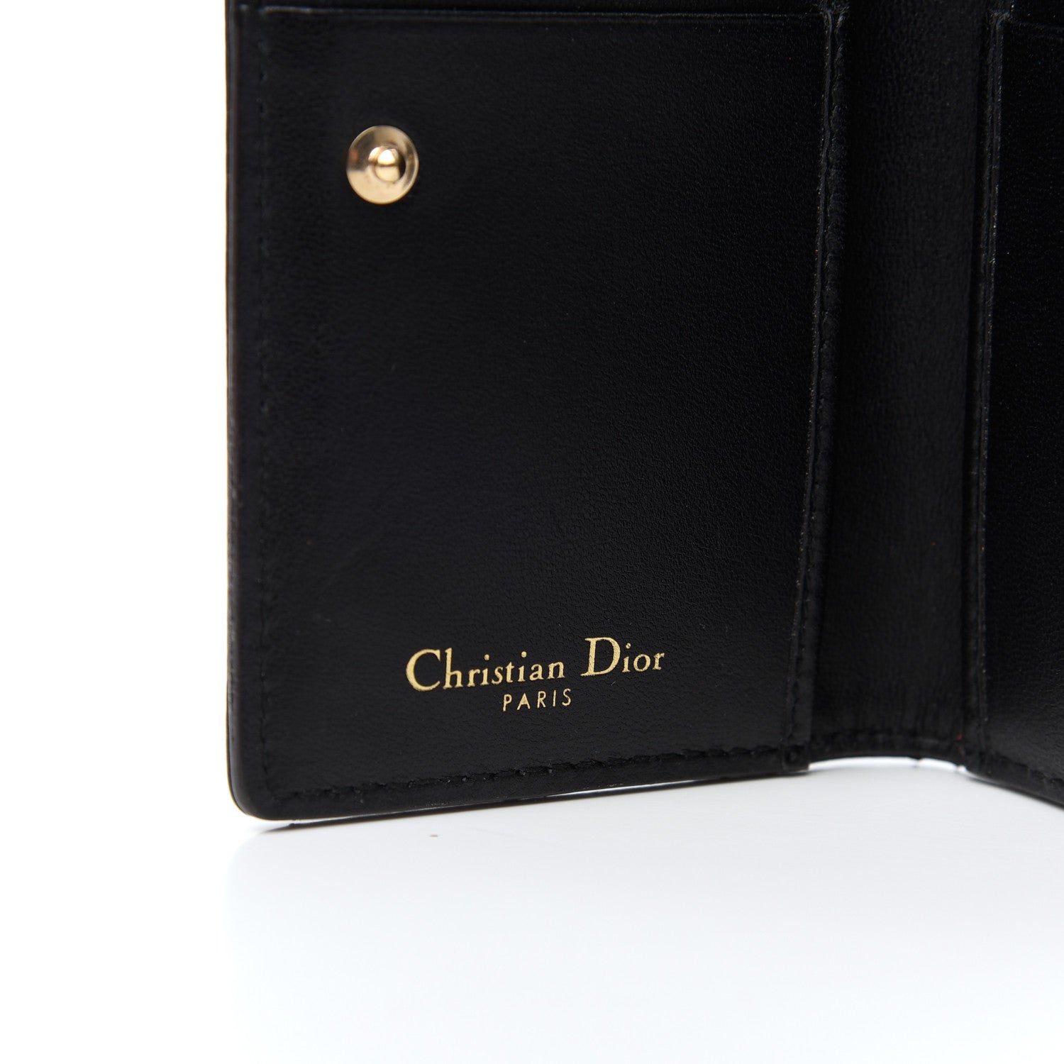Christian Dior Grained Calfskin Cannage Diorama Wallet Black 7 of 8