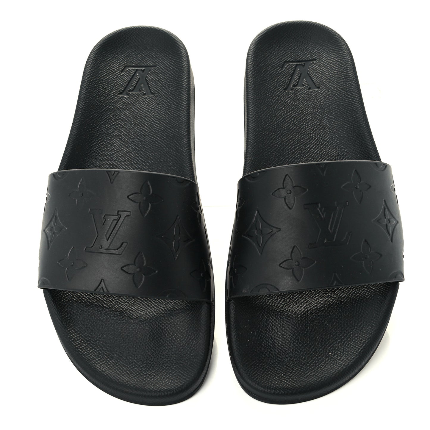 Rubber Embossed Monogram Mens Waterfront Mules 6 Black