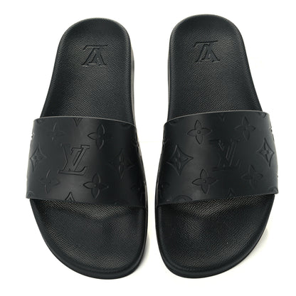 Louis Vuitton Rubber Embossed Monogram Mens Waterfront Mules 6 Black 5 of 10