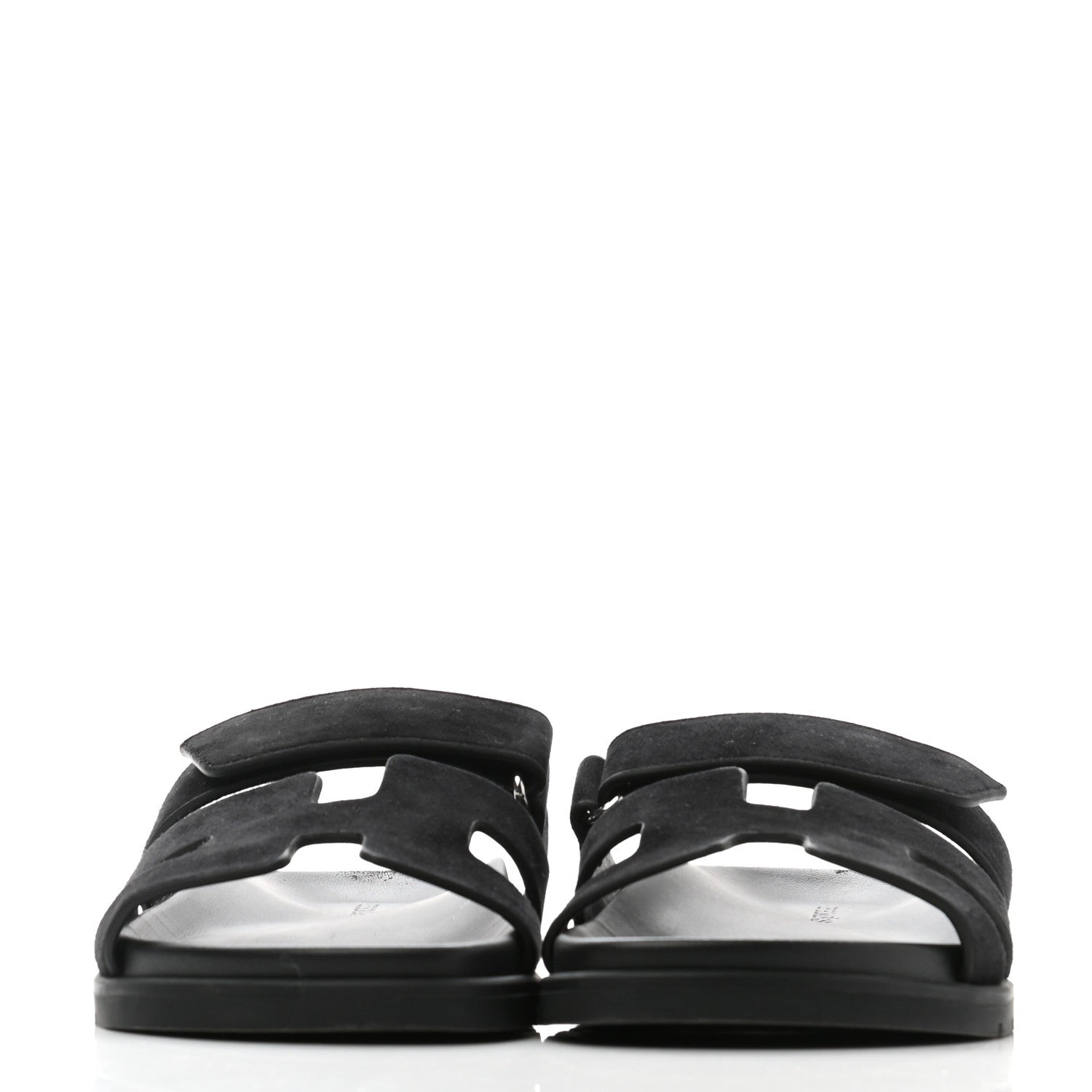 Hermes Suede Goatskin Womens Chypre Sandals 37 Black 2 of 9