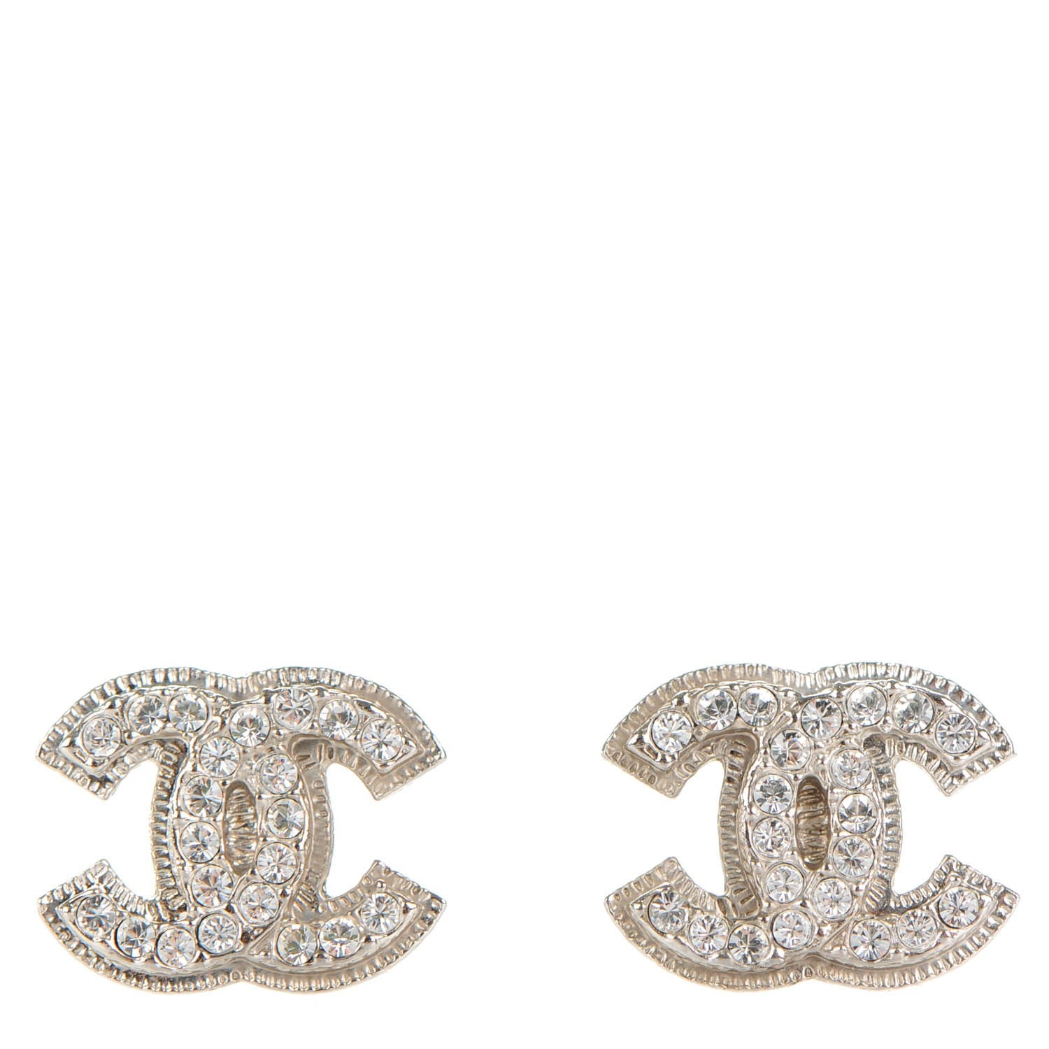 Chanel Crystal CC Earrings Silver 1 of 5