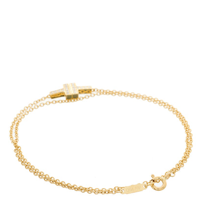Tiffany 18K Yellow Gold Diamond T Double Chain Bracelet 2 of 4