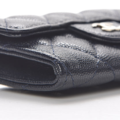 Chanel Caviar Quilted Flap Card Holder Wallet Navy Blue 9 of 12