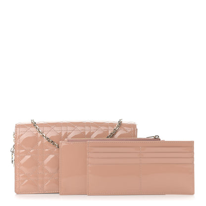 Christian Dior Patent Cannage Lady Dior Convertible Clutch Rose Des Vents 1 of 10