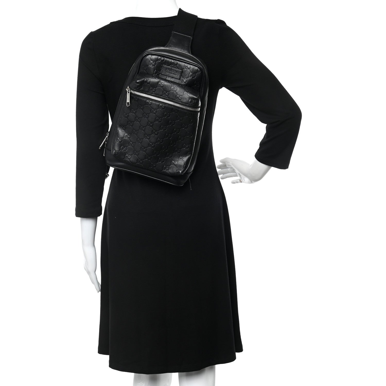 Gucci Guccissima Sling Backpack Black 2 of 12