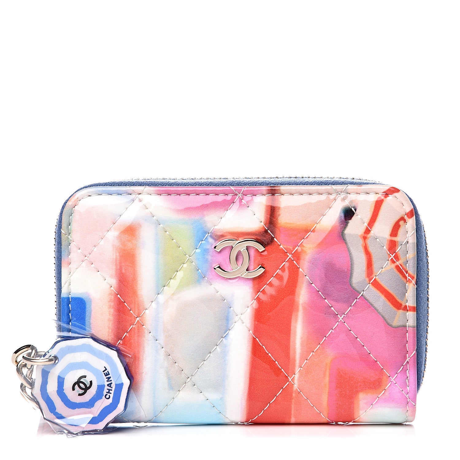 Chanel Patent Calfskin Printed Quilted Zip Coin Purse Multicolor 1 of 7