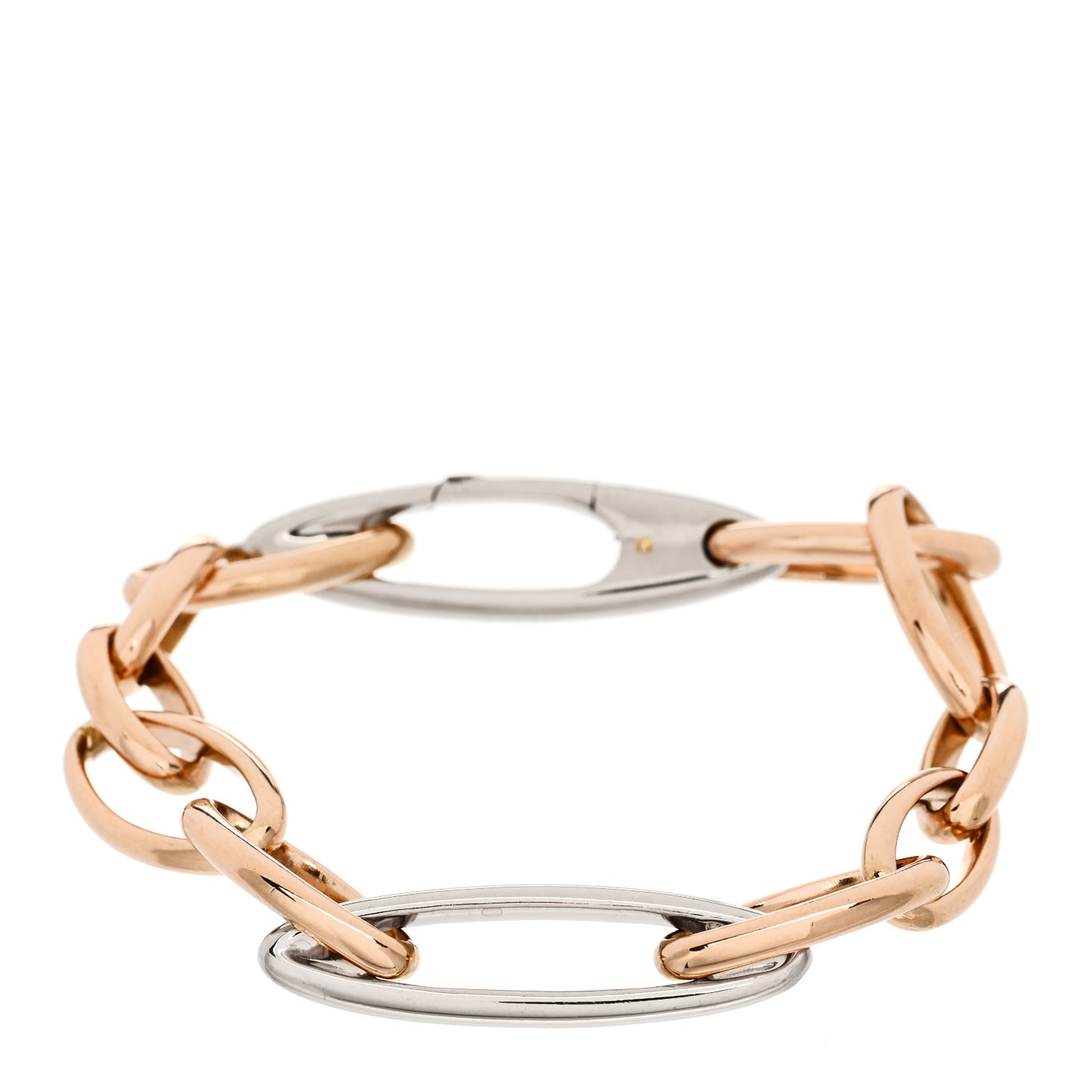 18K Rose White Gold Oval Link Chain Bracelet