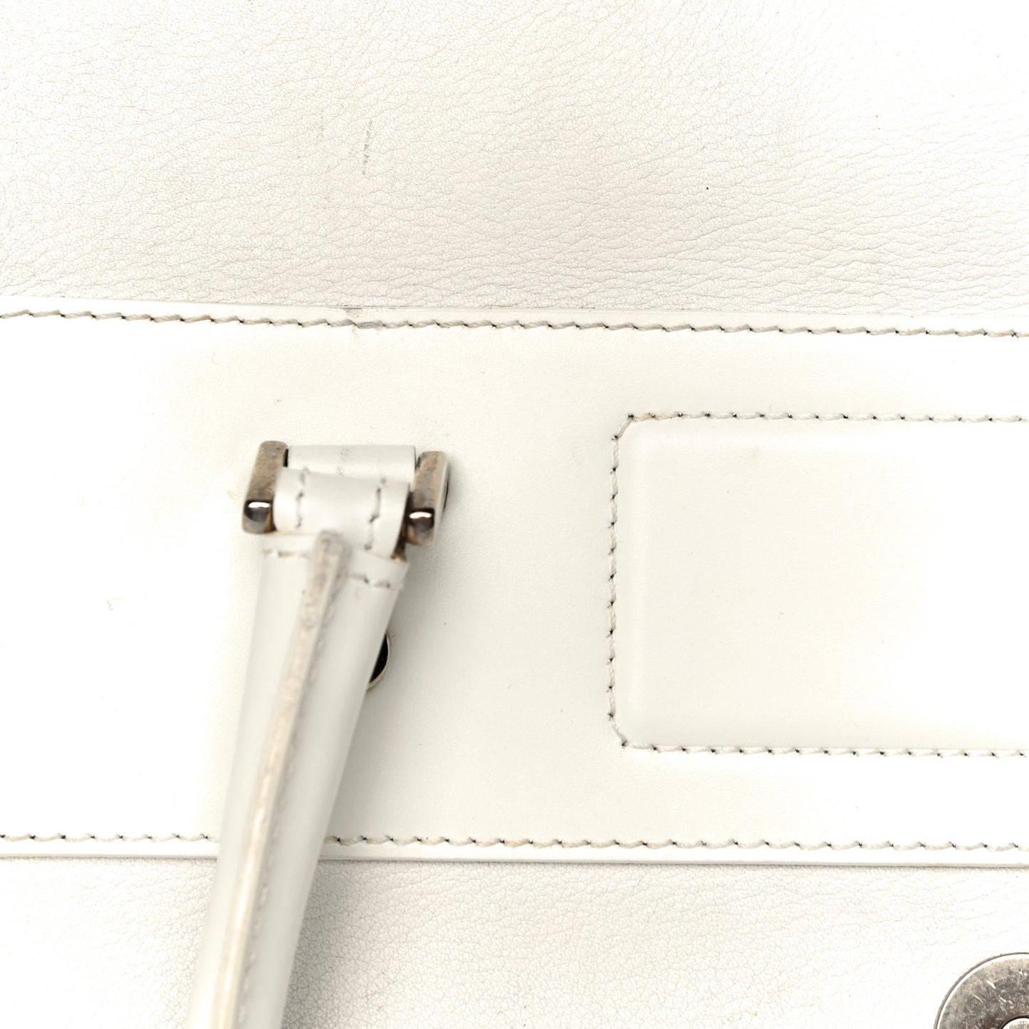 Grained Calfskin Street Chic Top Handle Bag White