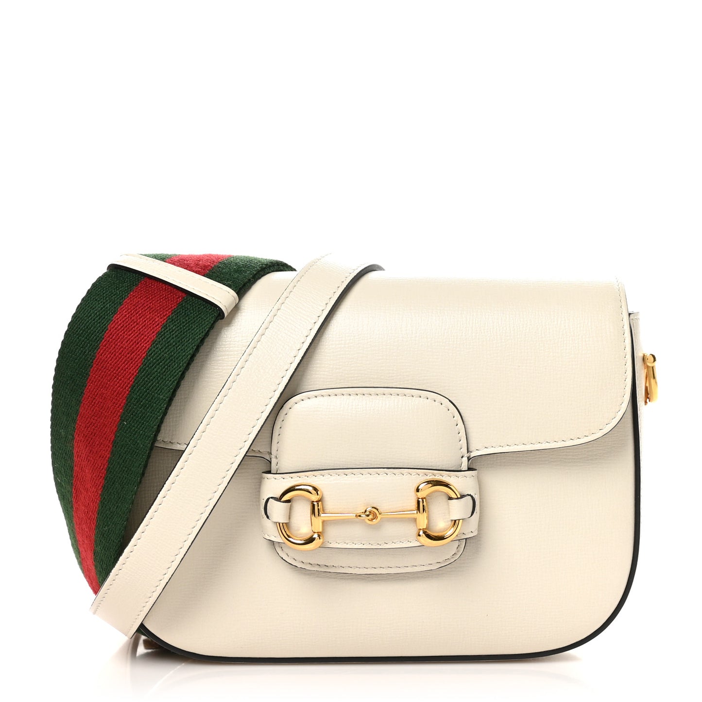 Azalea Calfskin Web Mini Horsebit 1955 Shoulder Bag Mystic White