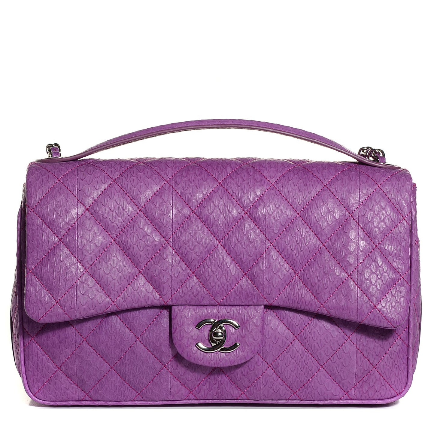 Elaphe Snakeskin Quilted Jumbo Easy Carry Flap Purple