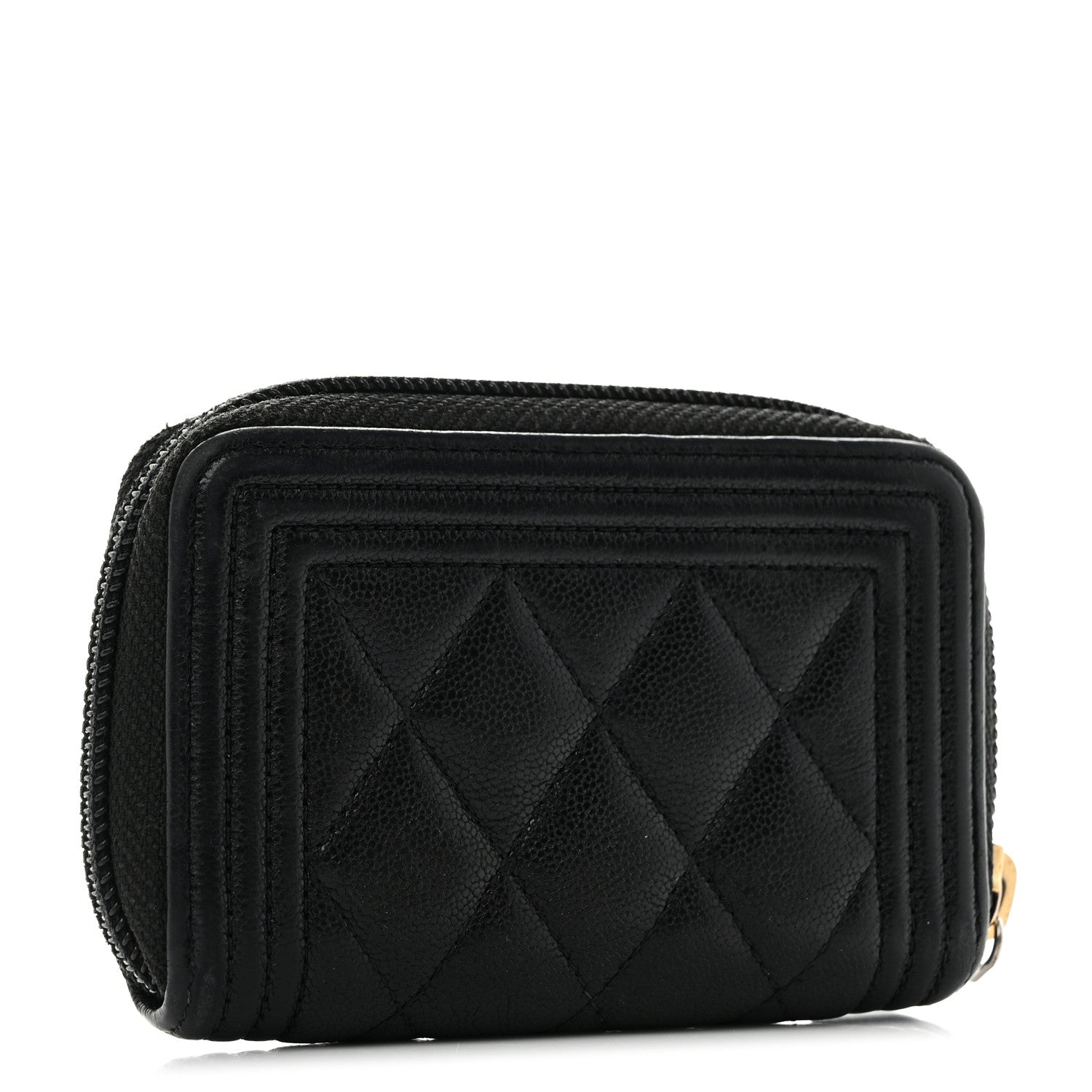 Chanel Caviar Quilted Boy Zip Around Coin Purse Wallet Black 3 of 11