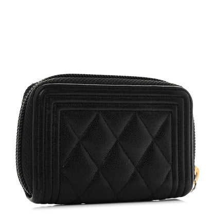 Chanel Caviar Quilted Boy Zip Around Coin Purse Wallet Black 3 of 11