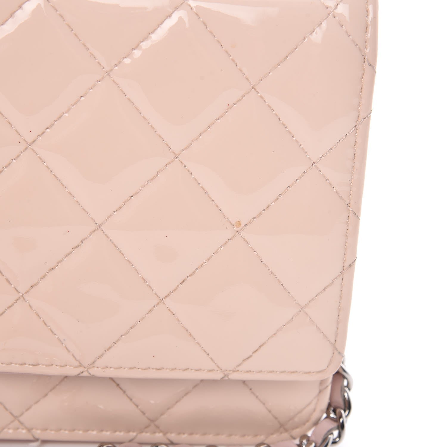 Chanel Patent Quilted Wallet On Chain WOC Light Pink 10 of 10