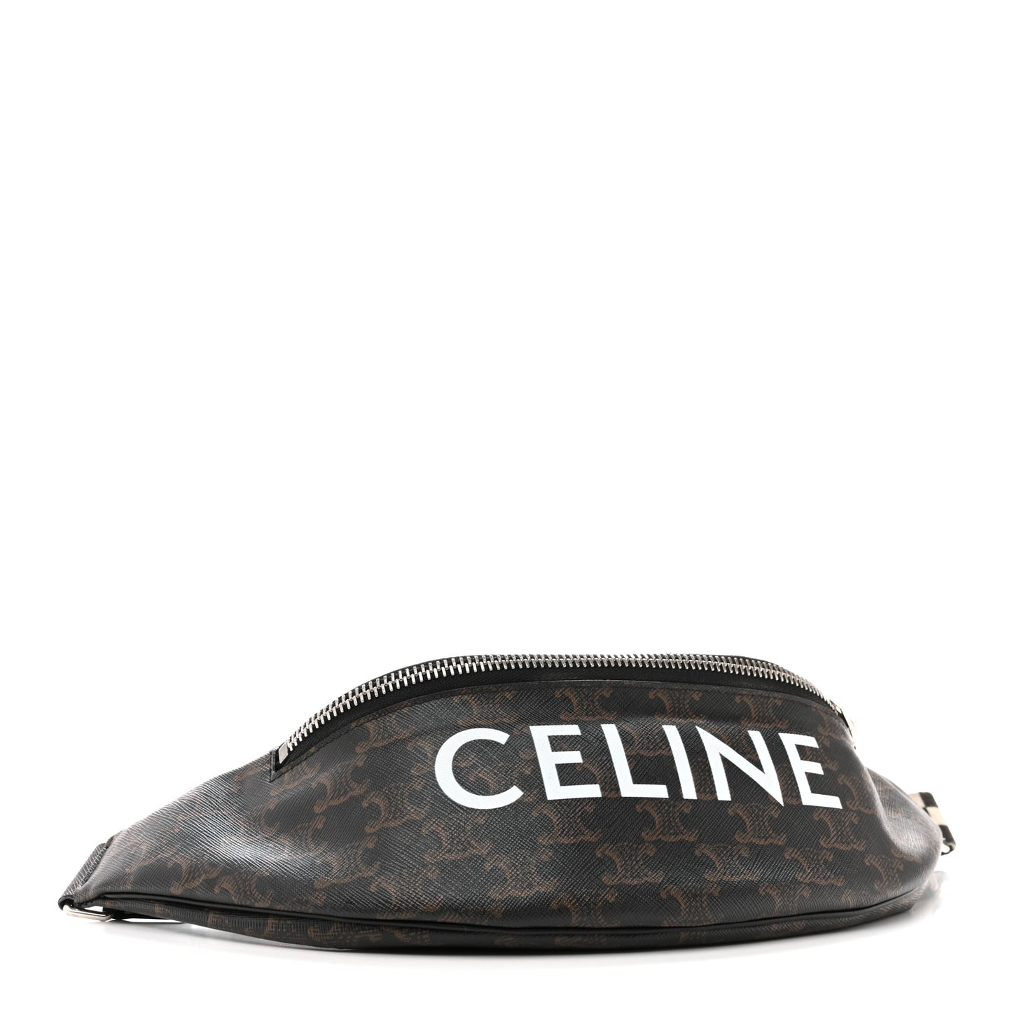Triomphe Logo Canvas Checker Belt Bag Black