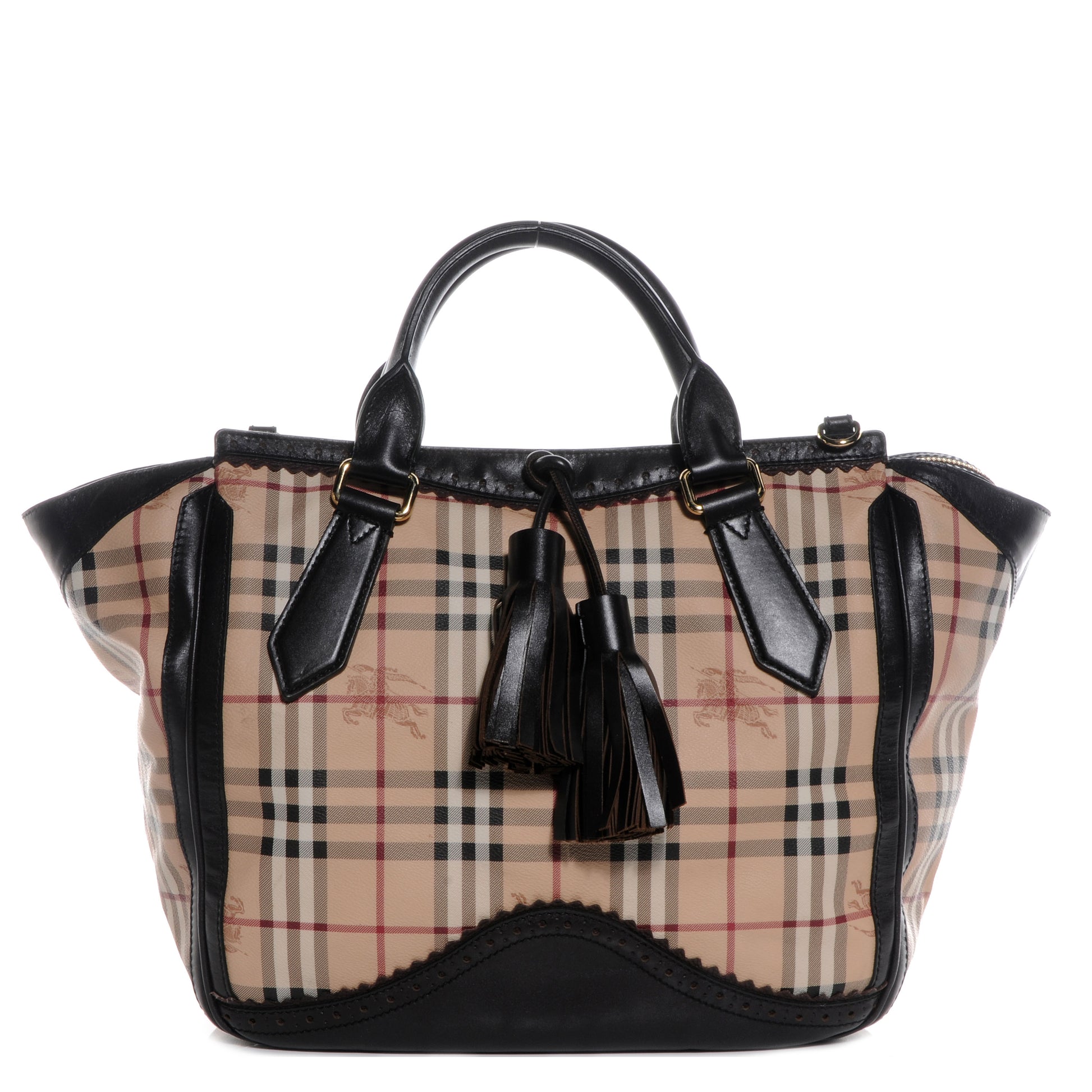 Burberry Haymarket Check Medium Brogue Tassel Tote 1 of 12