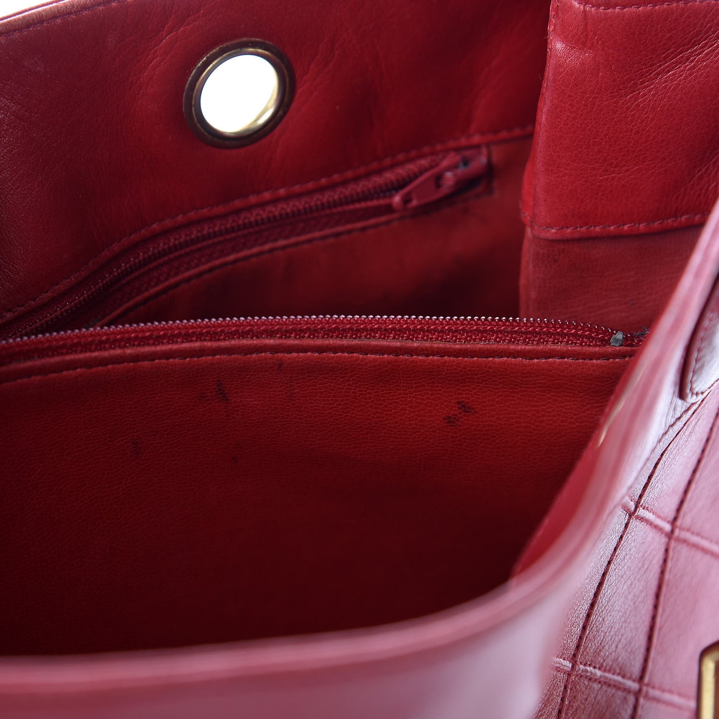 Lambskin Stitched Shopper Tote Red