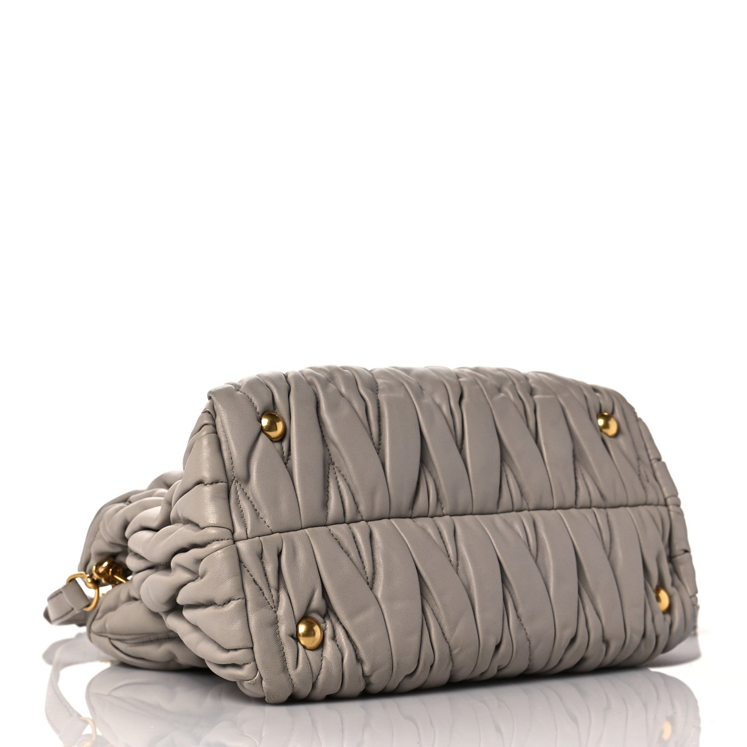 Miu Miu Nappa Matelasse Bauletto Top Handle Bowler Pomice 4 of 12