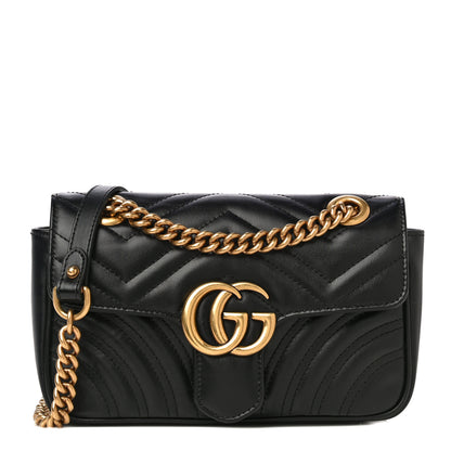 Gucci Calfskin Matelasse Mini GG Marmont Shoulder Bag Black 1 of 10