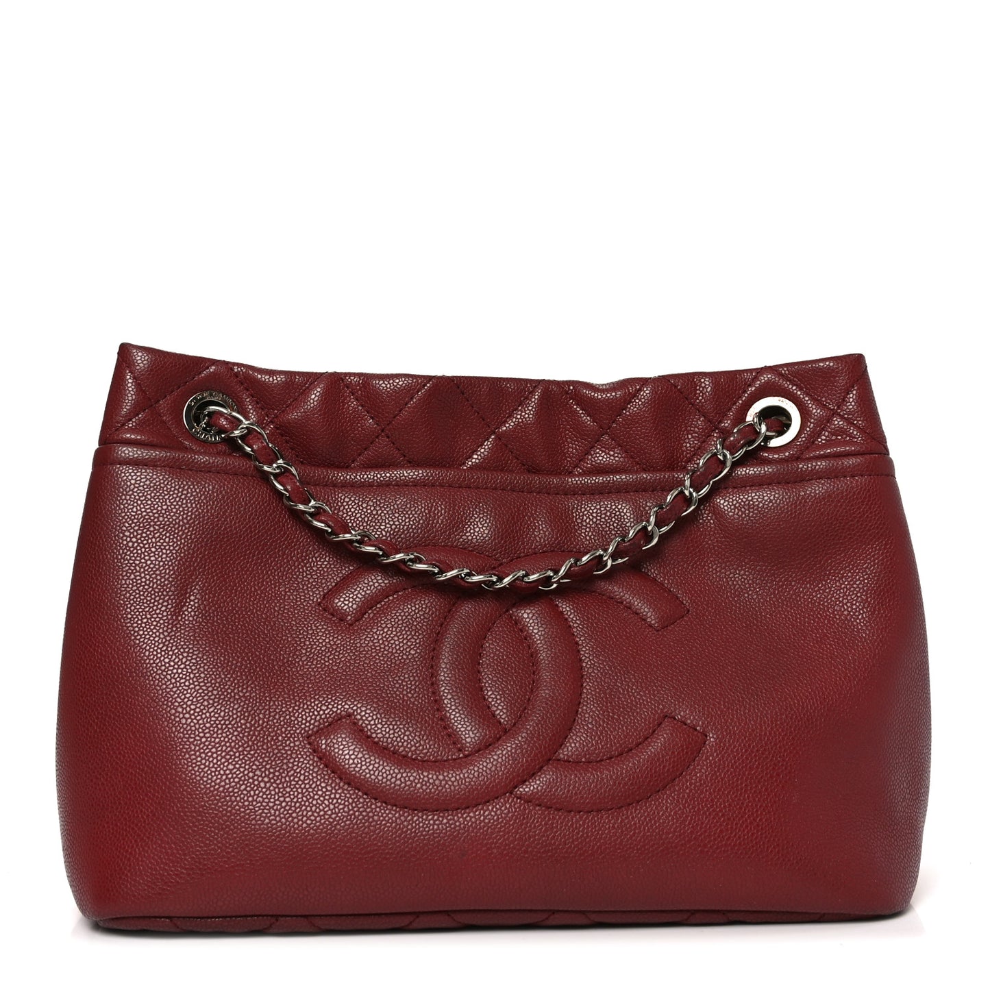 Caviar Quilted Large Timeless CC Soft Tote Dark Red