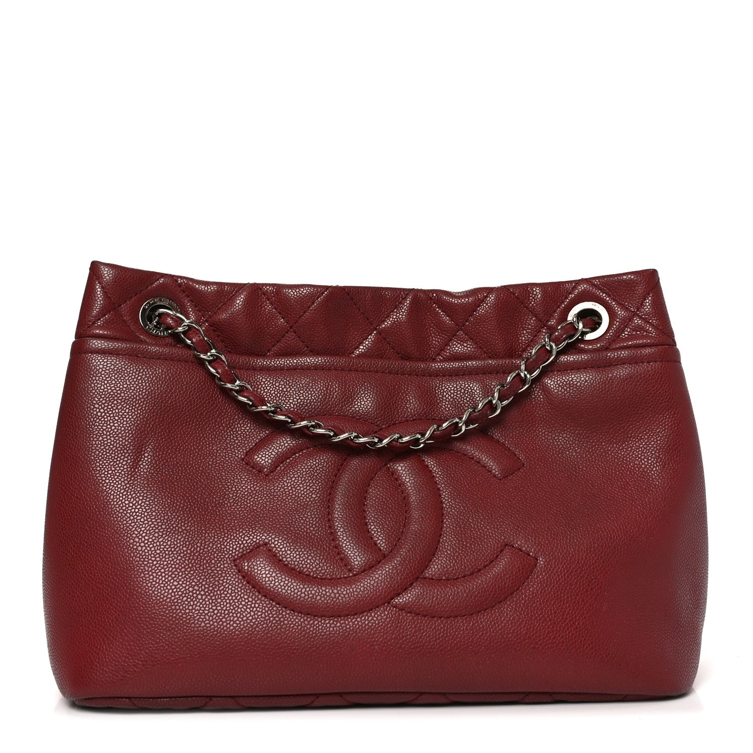 Chanel Caviar Quilted Large Timeless CC Soft Tote Dark Red 1 of 10