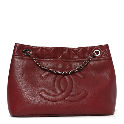 Chanel Caviar Quilted Large Timeless CC Soft Tote Dark Red 1 of 10