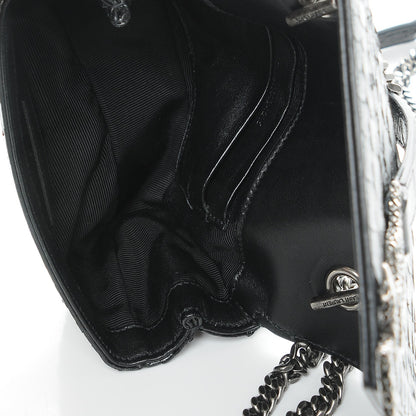 Saint Laurent Python Calfskin Embossed Monogram Classic Baby Chain Bag Black 6 of 8
